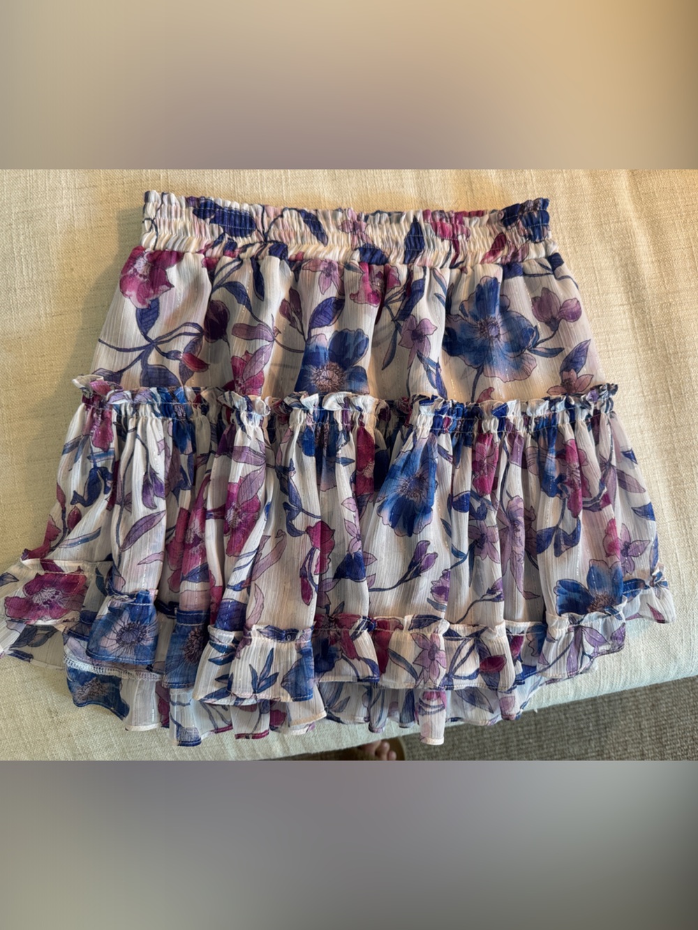 Misa Los Angeles Floral Ruffle Mini Skirt - Pink & Blue